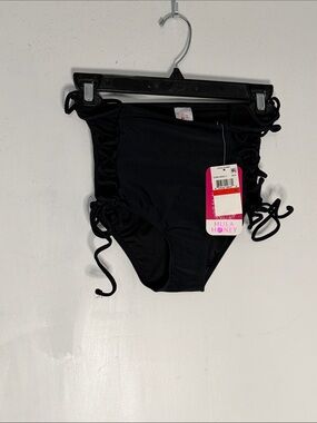 Hula Honey Black High-Waist Lace-Up Swim Bottoms